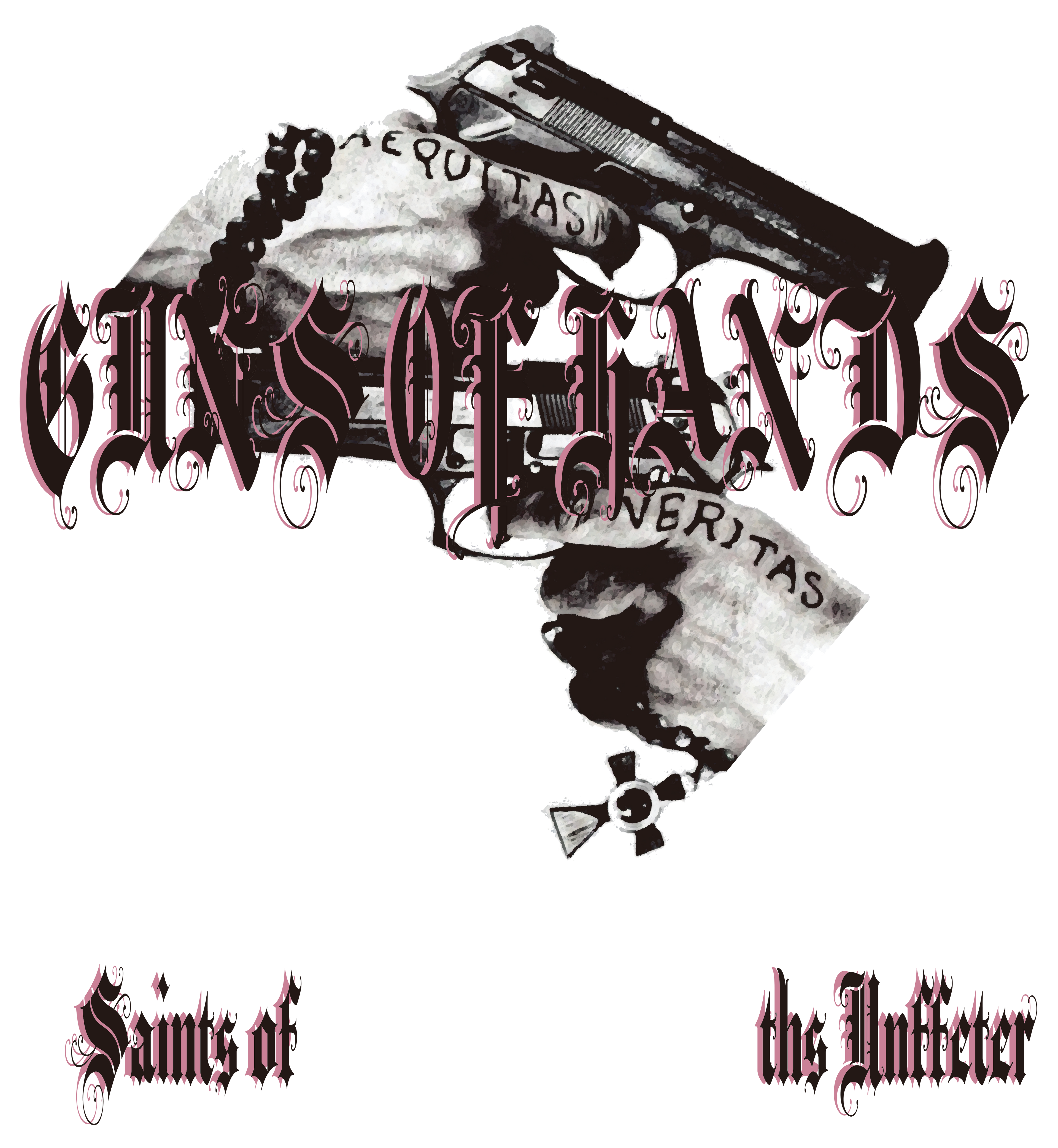 GUNS OF HANDS T-SH  FADE WHITE