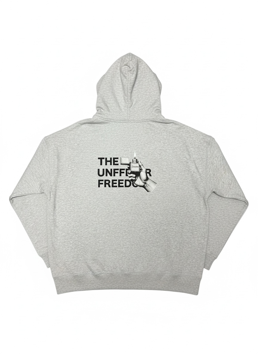 HOODED SWEAT" ZIPPO" GRAY
