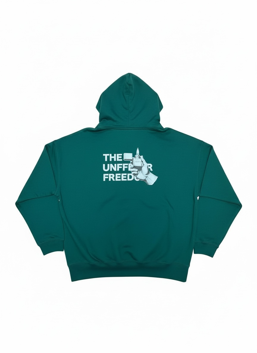 HOODED SWEAT" ZIPPO" GREEN