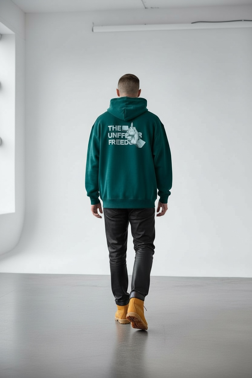 HOODED SWEAT" ZIPPO" GREEN