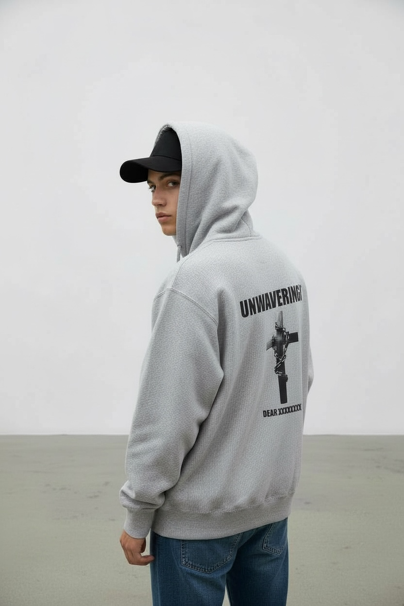 HOODED SWEAT" CROSS" GRAY