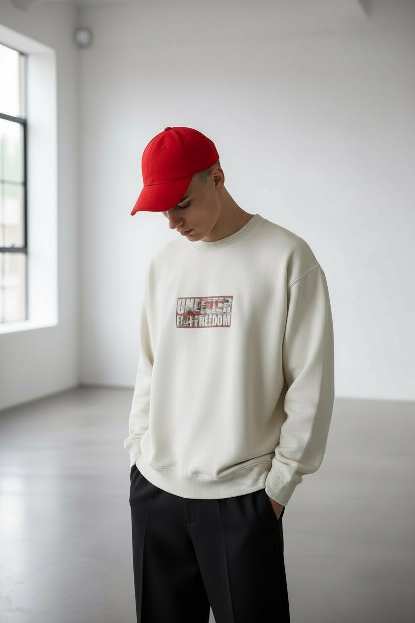 CREWNECK SWEAT "GUN LOCK" LIGHT BEIGE